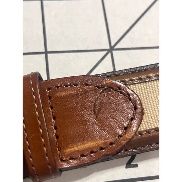 Aniline Kipskin Shoulders Cotton and Leather Belt Brass Buckle Tip Men SZ 42 - Picture 5 of 6